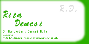 rita dencsi business card
